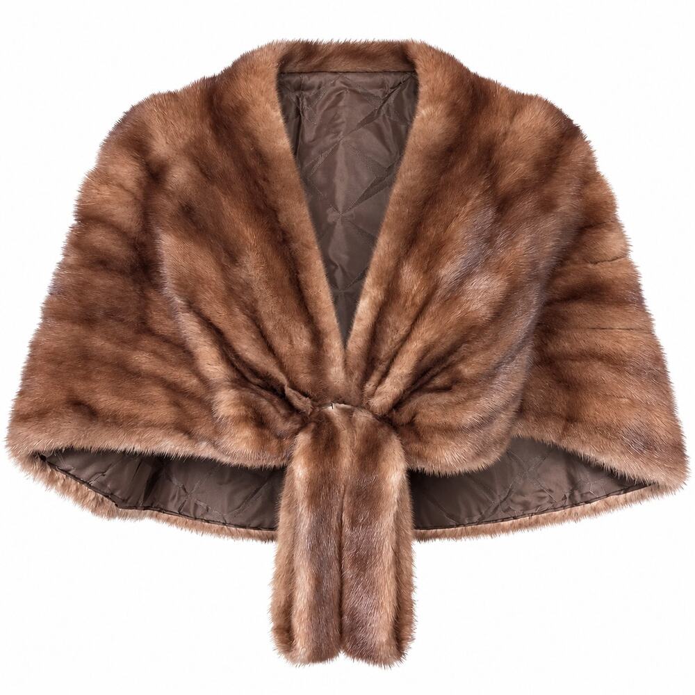 Vintage James H. Robinson Buffalo Genuine Mink Fur Capelet Stole Brown